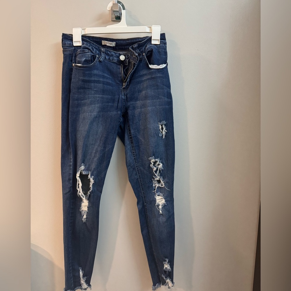 Distressed Blue Jeans